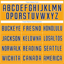 Загрузить изображение в средство просмотра галереи, Custom Gold White-Navy Authentic Throwback Rib-Knit Baseball Jersey Shirt