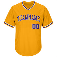 Загрузить изображение в средство просмотра галереи, Custom Gold Purple-White Authentic Throwback Rib-Knit Baseball Jersey Shirt