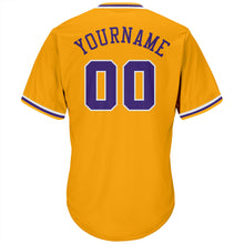 Загрузить изображение в средство просмотра галереи, Custom Gold Purple-White Authentic Throwback Rib-Knit Baseball Jersey Shirt
