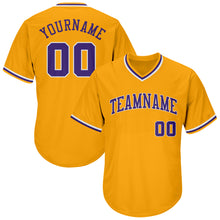 Загрузить изображение в средство просмотра галереи, Custom Gold Purple-White Authentic Throwback Rib-Knit Baseball Jersey Shirt