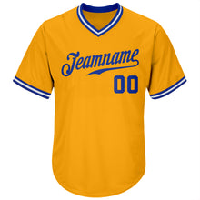 Загрузить изображение в средство просмотра галереи, Custom Gold Royal-White Authentic Throwback Rib-Knit Baseball Jersey Shirt
