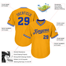 Загрузить изображение в средство просмотра галереи, Custom Gold Royal-White Authentic Throwback Rib-Knit Baseball Jersey Shirt