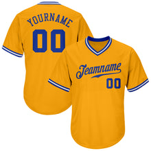 Загрузить изображение в средство просмотра галереи, Custom Gold Royal-White Authentic Throwback Rib-Knit Baseball Jersey Shirt