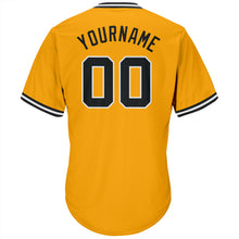 Загрузить изображение в средство просмотра галереи, Custom Gold Black-White Authentic Throwback Rib-Knit Baseball Jersey Shirt