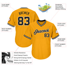 Загрузить изображение в средство просмотра галереи, Custom Gold Black-White Authentic Throwback Rib-Knit Baseball Jersey Shirt