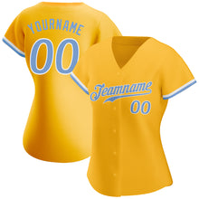 Загрузить изображение в средство просмотра галереи, Custom Gold Light Blue-White Authentic Baseball Jersey