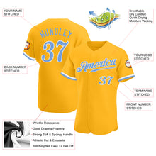 Загрузить изображение в средство просмотра галереи, Custom Gold Light Blue-White Authentic Baseball Jersey