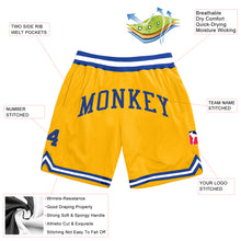 Load image into Gallery viewer, Custom Gold Royal-White Authentic Throwback Basketball Shorts