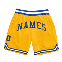 Load image into Gallery viewer, Custom Gold Royal-White Authentic Throwback Basketball Shorts