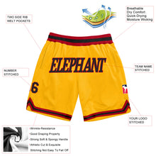 Load image into Gallery viewer, Custom Gold Black-Red Authentic Throwback Basketball Shorts