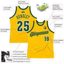 Load image into Gallery viewer, Custom Gold Hunter Green-White Authentic Throwback Basketball Jersey