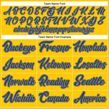 Load image into Gallery viewer, Custom Gold Royal-White Authentic Throwback Basketball Jersey