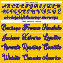 Load image into Gallery viewer, Custom Gold White-Purple Authentic Throwback Basketball Jersey