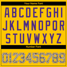 Load image into Gallery viewer, Custom Gold Camo-Purple Authentic Throwback Basketball Jersey