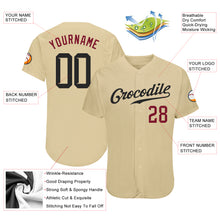 Загрузить изображение в средство просмотра галереи, Custom Sand Black-Crimson Authentic Baseball Jersey