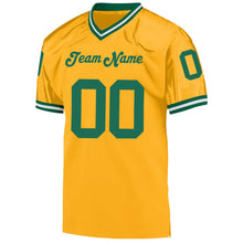 Load image into Gallery viewer, Custom Gold Kelly Green-White Mesh Authentic Throwback Football Jersey