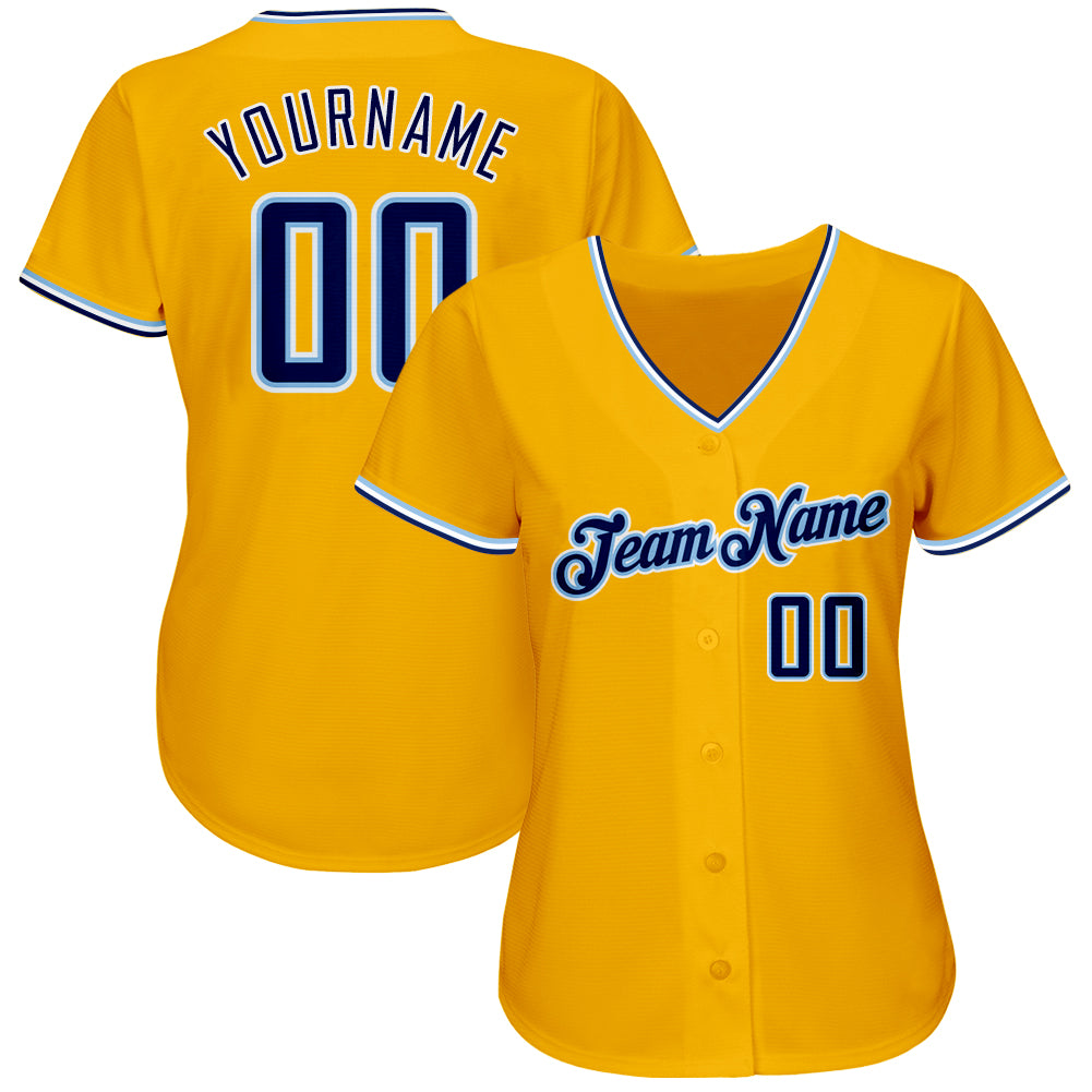 Cheap Custom Gold Navy-Light Blue Authentic Baseball Jersey Free Shipping –  CustomJerseysPro