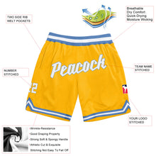 Charger l'image dans la galerie, Custom Gold White-Light Blue Authentic Throwback Basketball Shorts