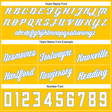 Charger l'image dans la galerie, Custom Gold White-Light Blue Authentic Throwback Basketball Shorts