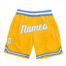 Charger l'image dans la galerie, Custom Gold White-Light Blue Authentic Throwback Basketball Shorts