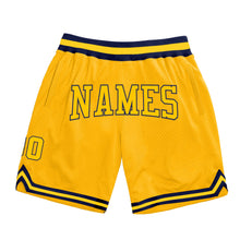 Load image into Gallery viewer, Custom Gold Gold-Navy Authentic Throwback Basketball Shorts