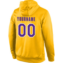 Load image into Gallery viewer, Custom Stitched Gold Purple-White Sports Pullover Sweatshirt Hoodie