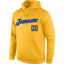 Load image into Gallery viewer, Custom Stitched Gold Navy-Light Blue Sports Pullover Sweatshirt Hoodie