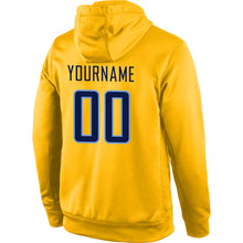 Load image into Gallery viewer, Custom Stitched Gold Navy-Light Blue Sports Pullover Sweatshirt Hoodie
