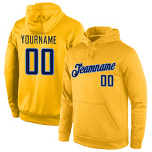 Load image into Gallery viewer, Custom Stitched Gold Navy-Light Blue Sports Pullover Sweatshirt Hoodie