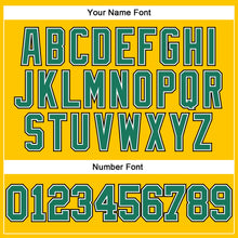 Load image into Gallery viewer, Custom Gold Black Pinstripe Kelly Green-White Authentic Basketball Jersey