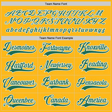 Load image into Gallery viewer, Custom Gold Kelly Green-White Hockey Jersey