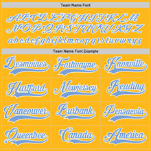 Load image into Gallery viewer, Custom Gold Light Blue-White Hockey Jersey