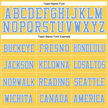 Загрузить изображение в средство просмотра галереи, Custom Gold Light Blue-White Stitched Cuffed Knit Hat