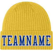 Laden Sie das Bild in den Galerie-Viewer, Custom Gold Royal-White Stitched Cuffed Knit Hat