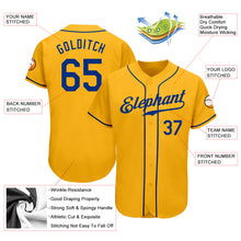 Load image into Gallery viewer, Custom Gold Royal Authentic Baseball Jersey