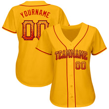 Load image into Gallery viewer, Custom Gold Red-Black Authentic Drift Fashion Baseball Jersey

