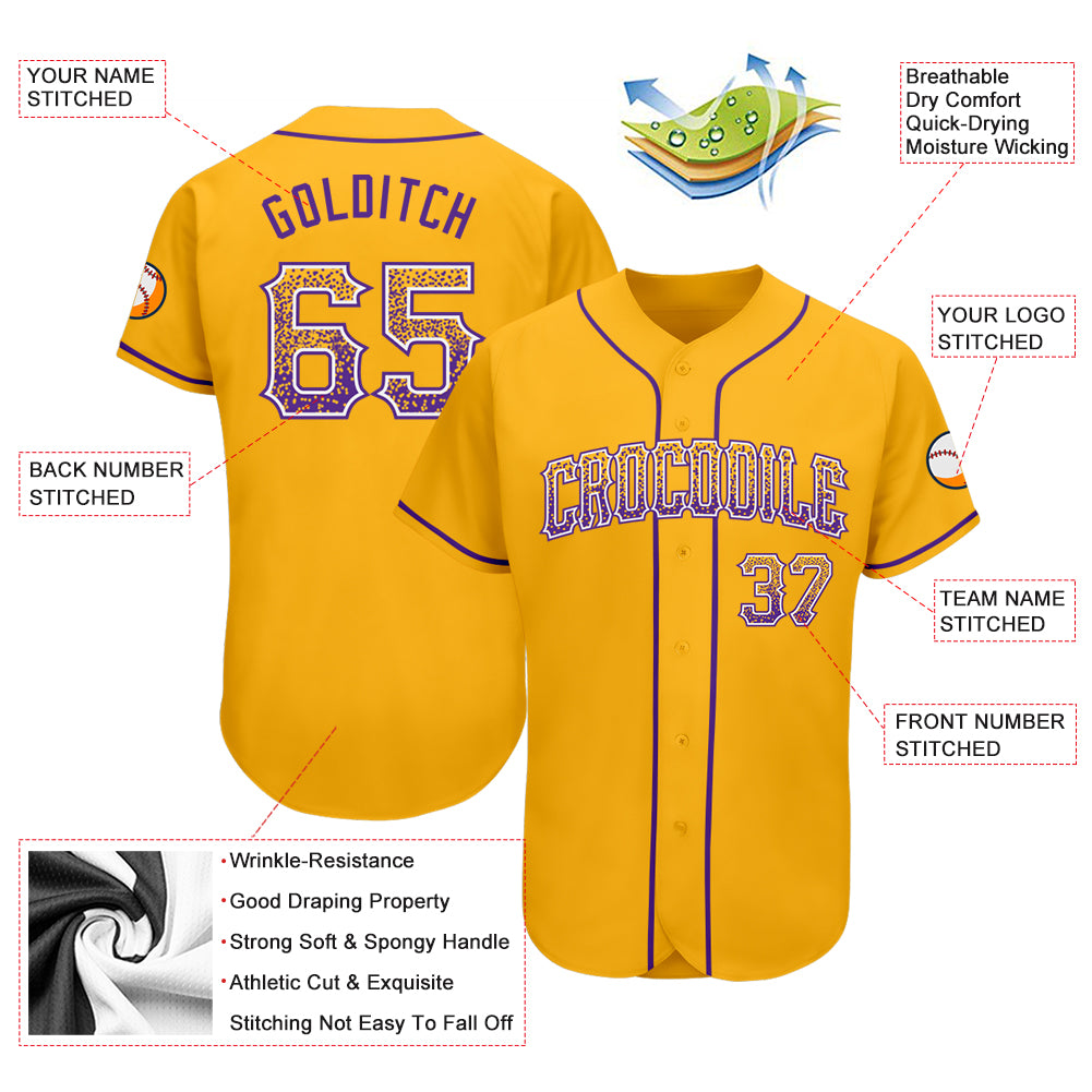 Cheap Custom Gold Purple-White Authentic Drift Fashion Baseball Jersey Free  Shipping – CustomJerseysPro