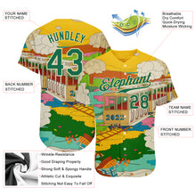 Load image into Gallery viewer, Custom Gold Kelly Green-Cream 3D Pattern Design Train Authentic Baseball Jersey