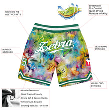 Laden Sie das Bild in den Galerie-Viewer, Custom Scratch Graffiti Pattern White-Kelly Green 3D Authentic Basketball Shorts
