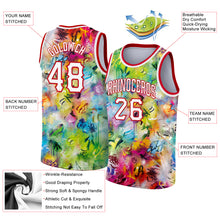Загрузить изображение в средство просмотра галереи, Custom Scratch Graffiti Pattern White-Red 3D Authentic Basketball Jersey