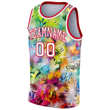 Загрузить изображение в средство просмотра галереи, Custom Scratch Graffiti Pattern White-Red 3D Authentic Basketball Jersey