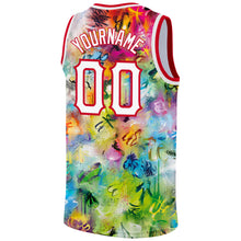 Загрузить изображение в средство просмотра галереи, Custom Scratch Graffiti Pattern White-Red 3D Authentic Basketball Jersey