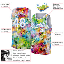 Загрузить изображение в средство просмотра галереи, Custom Scratch Graffiti Pattern White-Light Blue 3D Authentic Basketball Jersey