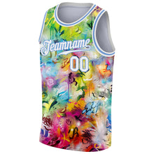Загрузить изображение в средство просмотра галереи, Custom Scratch Graffiti Pattern White-Light Blue 3D Authentic Basketball Jersey
