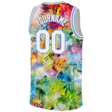 Загрузить изображение в средство просмотра галереи, Custom Scratch Graffiti Pattern White-Light Blue 3D Authentic Basketball Jersey