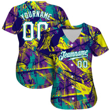Загрузить изображение в средство просмотра галереи, Custom Graffiti Abstract Urban Pattern White-Teal 3D Authentic Baseball Jersey