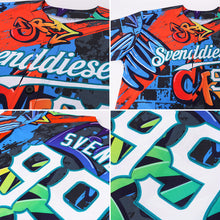 Load image into Gallery viewer, Custom Graffiti Geometric Pattern White-Teal 3D Authentic Baseball Jersey