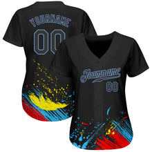 Charger l'image dans la galerie, Custom Graffiti Pattern Black-Light Blue 3D Authentic Baseball Jersey