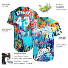 Charger l'image dans la galerie, Custom Abstract Graffiti White-Light Blue 3D Authentic Baseball Jersey