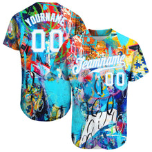Charger l'image dans la galerie, Custom Abstract Graffiti White-Light Blue 3D Authentic Baseball Jersey